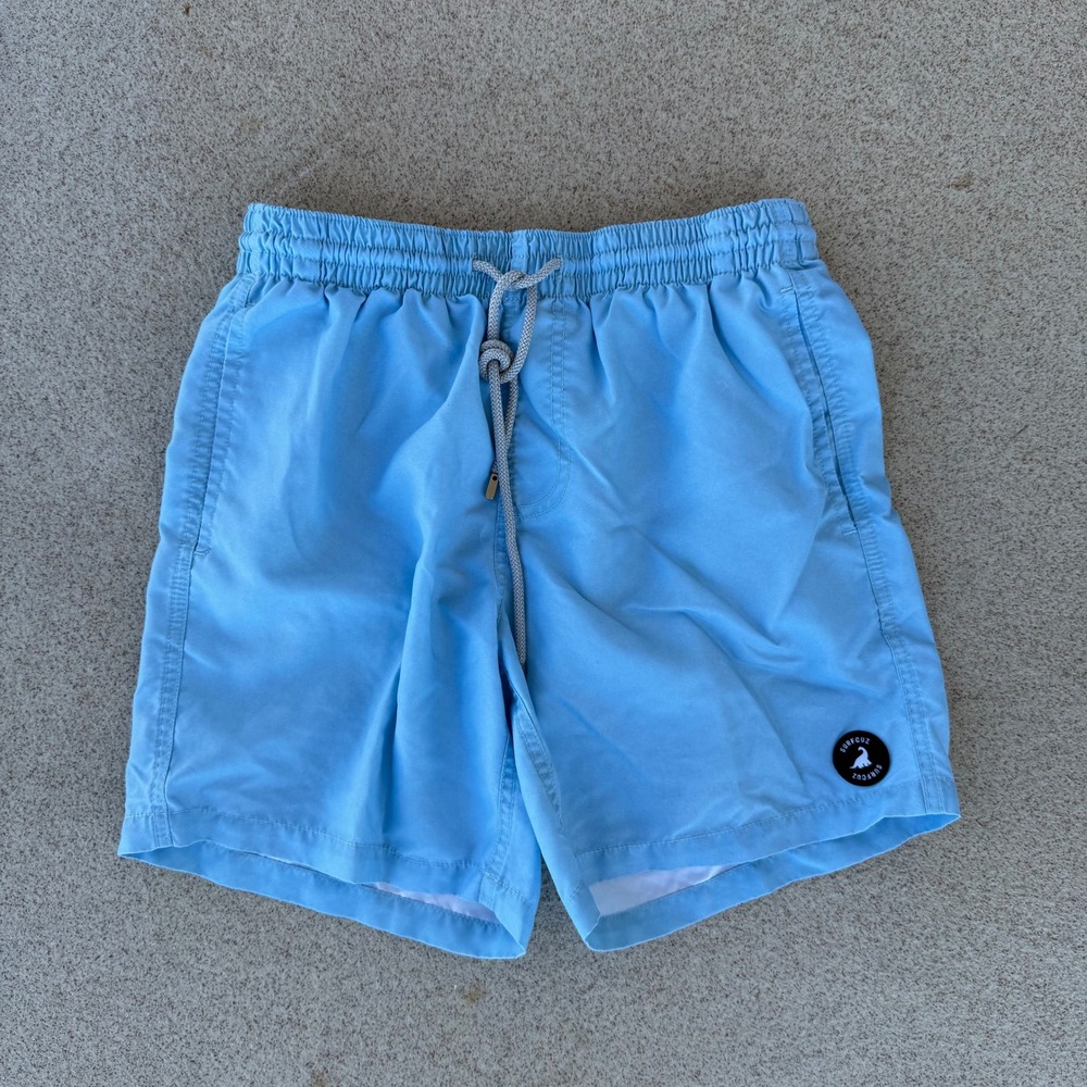 SurfCuz Mens Small Swim Trunks - Blue Mesh Drawstring Shorts